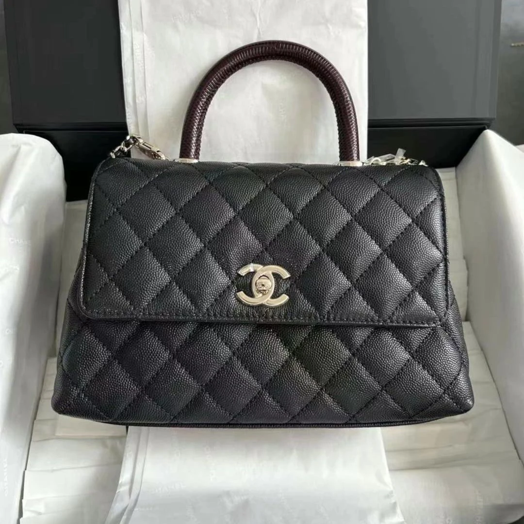 全新未使用 Chanel/香奈儿 香奈儿黑色coco handle手提包小号