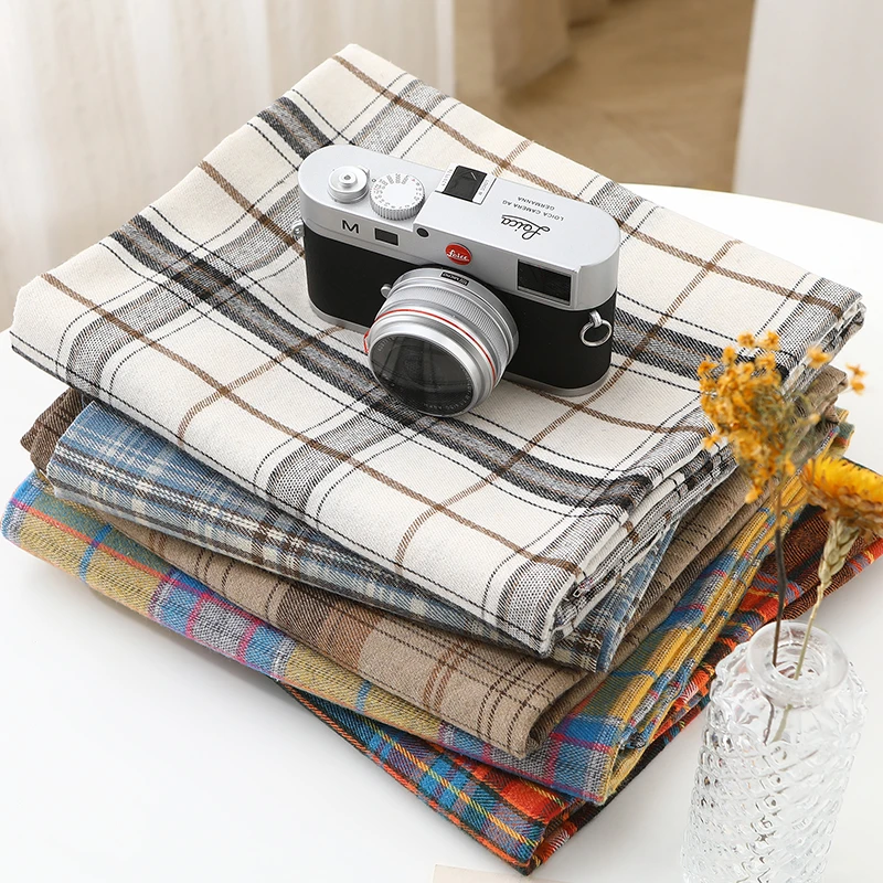 磨毛格子衬衫布料英伦风格纹裙子外套裤子jk服装面料秋冬手工diy