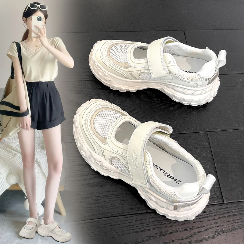 ZHR/则则网面运动鞋女2025夏季小个子厚底隐形增高休闲鞋透气百搭