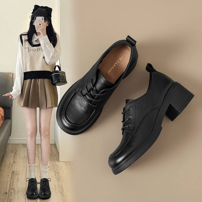 ZHR/则则【头层牛皮】质感通勤单鞋女真皮软面小皮鞋春秋百搭牛津鞋