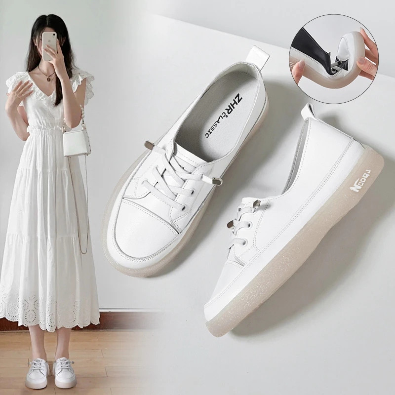 ZHR/则则浅口小白鞋女春季2024新款学生内增高休闲鞋透气软底板鞋