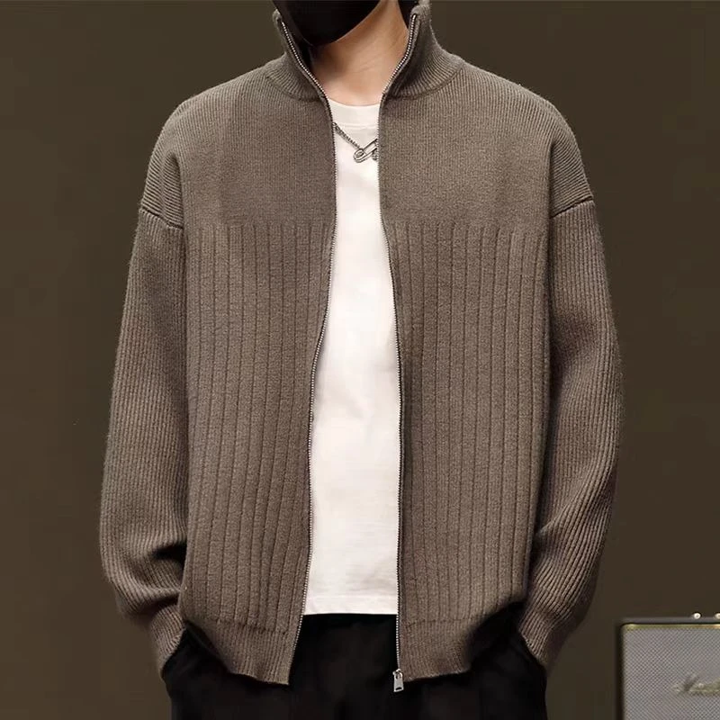 开衫毛衣男秋冬季日系复古宽松慵懒风针织衫外穿男士拉链线衣外套