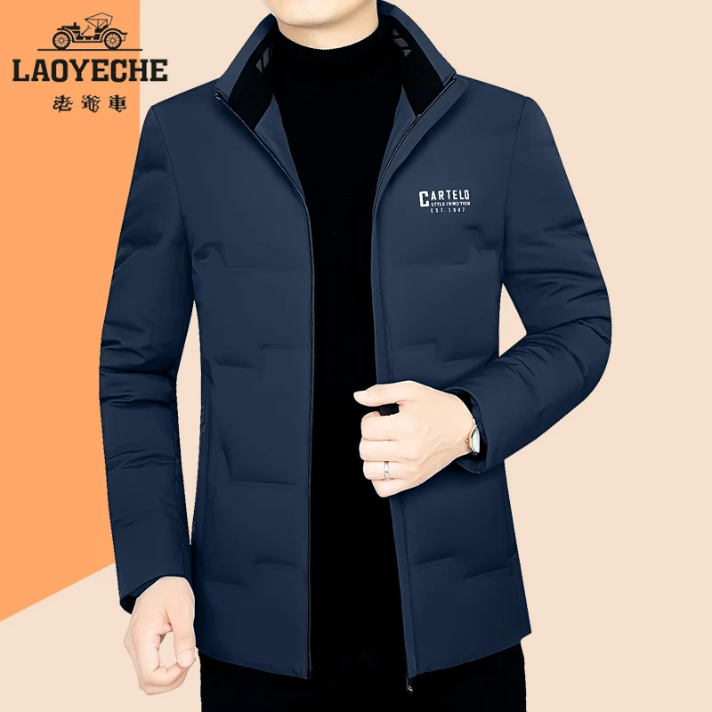 老爷车男装羽绒服秋冬季新款轻薄羽绒服男士外套白鸭绒中年爸爸装