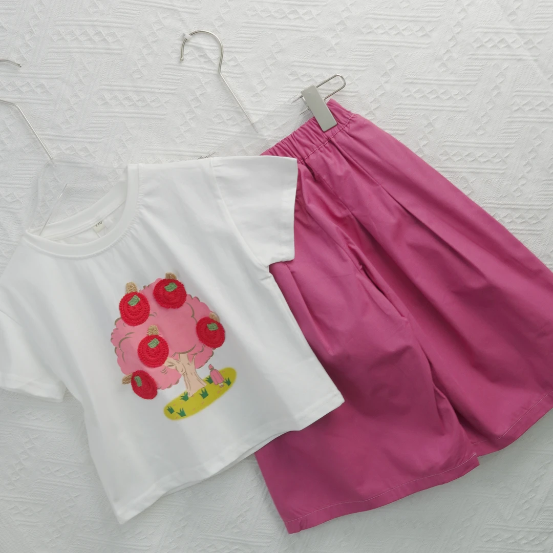 儿童夏款山本裤套装小女孩苹果树套装MY122