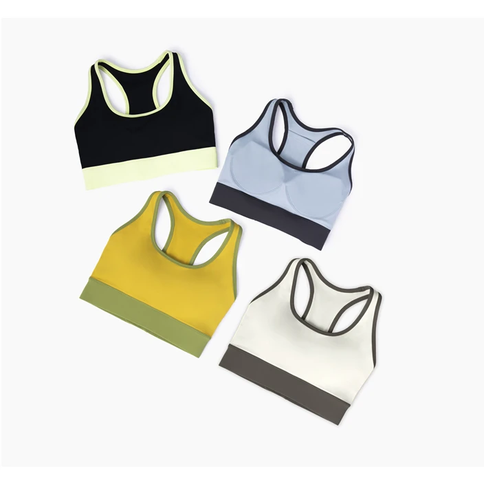 【莱卡】W13-011中高强度运动瑜伽背心撞色口袋镂空美背健身训练