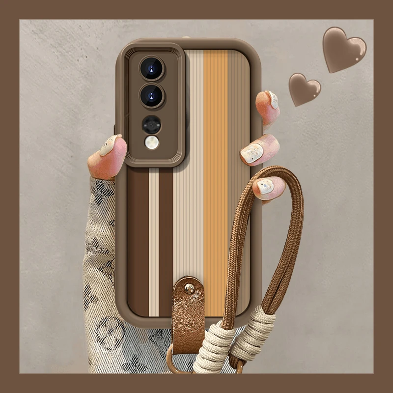 适用于华为荣耀80竖条纹手机壳防摔天眼阶梯羊皮全包硅胶爆款女款