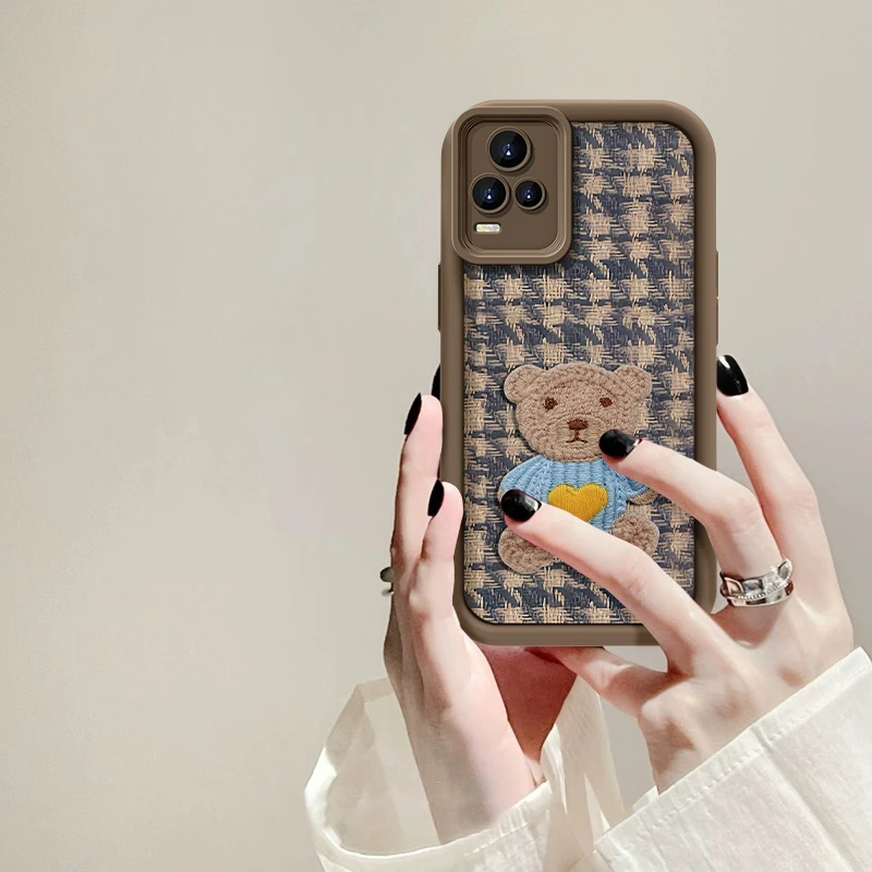 适用于VIVO S7红衣爱心熊手机壳天眼阶梯全包硅胶防摔创意女款ins