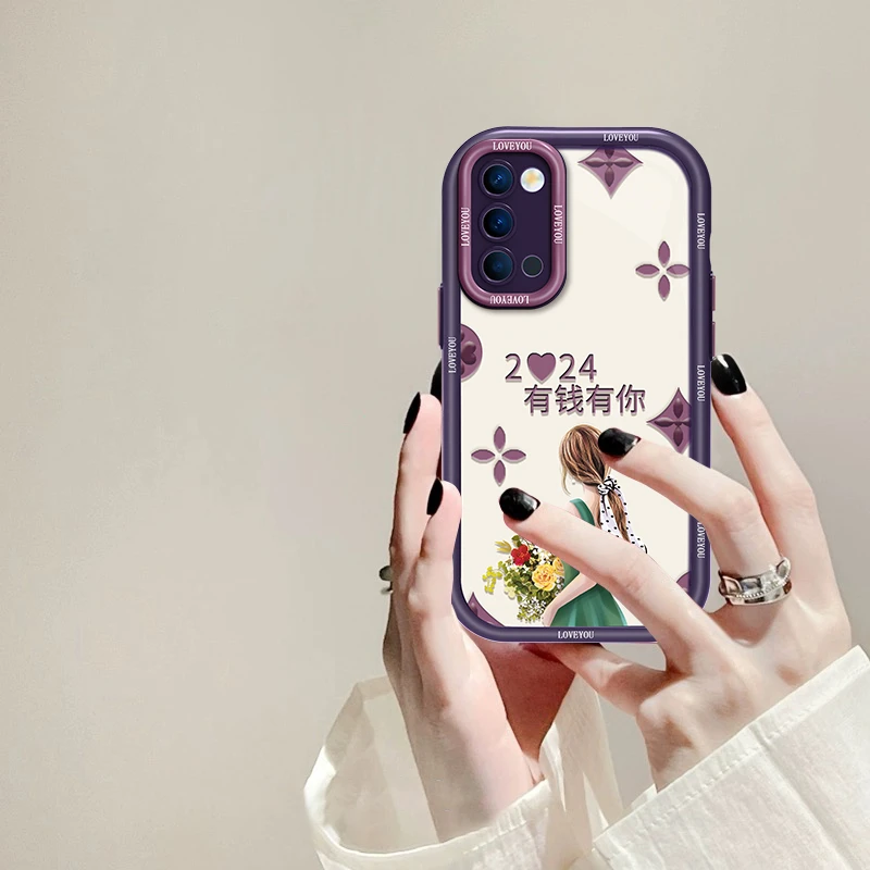 适用于OPPO Reno5Pro有钱有你网红手机壳奶油硅胶全包防摔女款