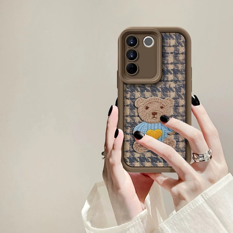 适用于VIVO S16Pro红衣爱心熊手机壳天眼阶梯全包硅胶防摔女款ins