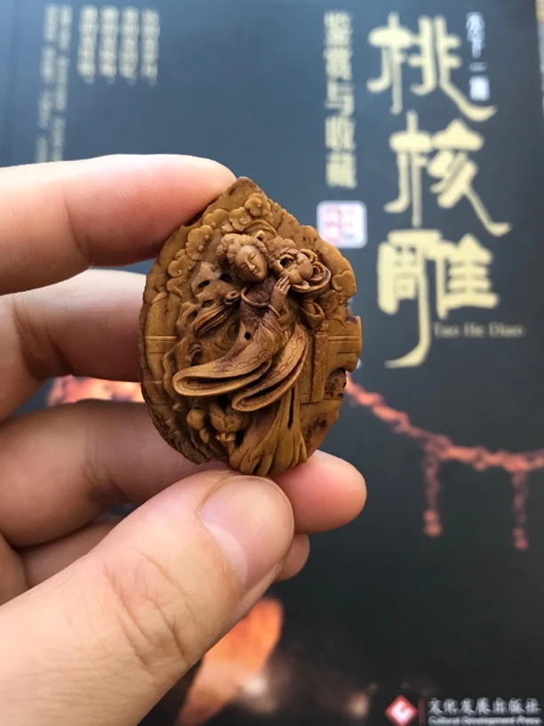 桃核雕刻美女单粒