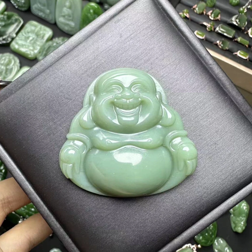 俄碧老料粉青正装佛公吊坠