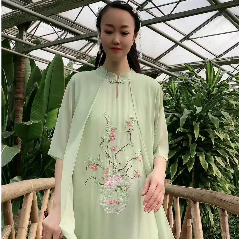 23款国风绣花连衣裙夏季中式