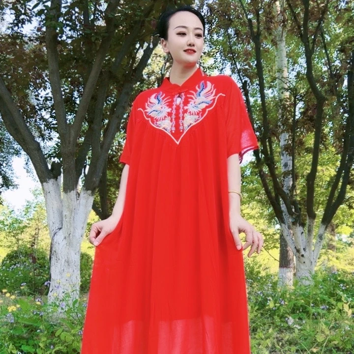 190时尚夏季中国风宽松连衣裙