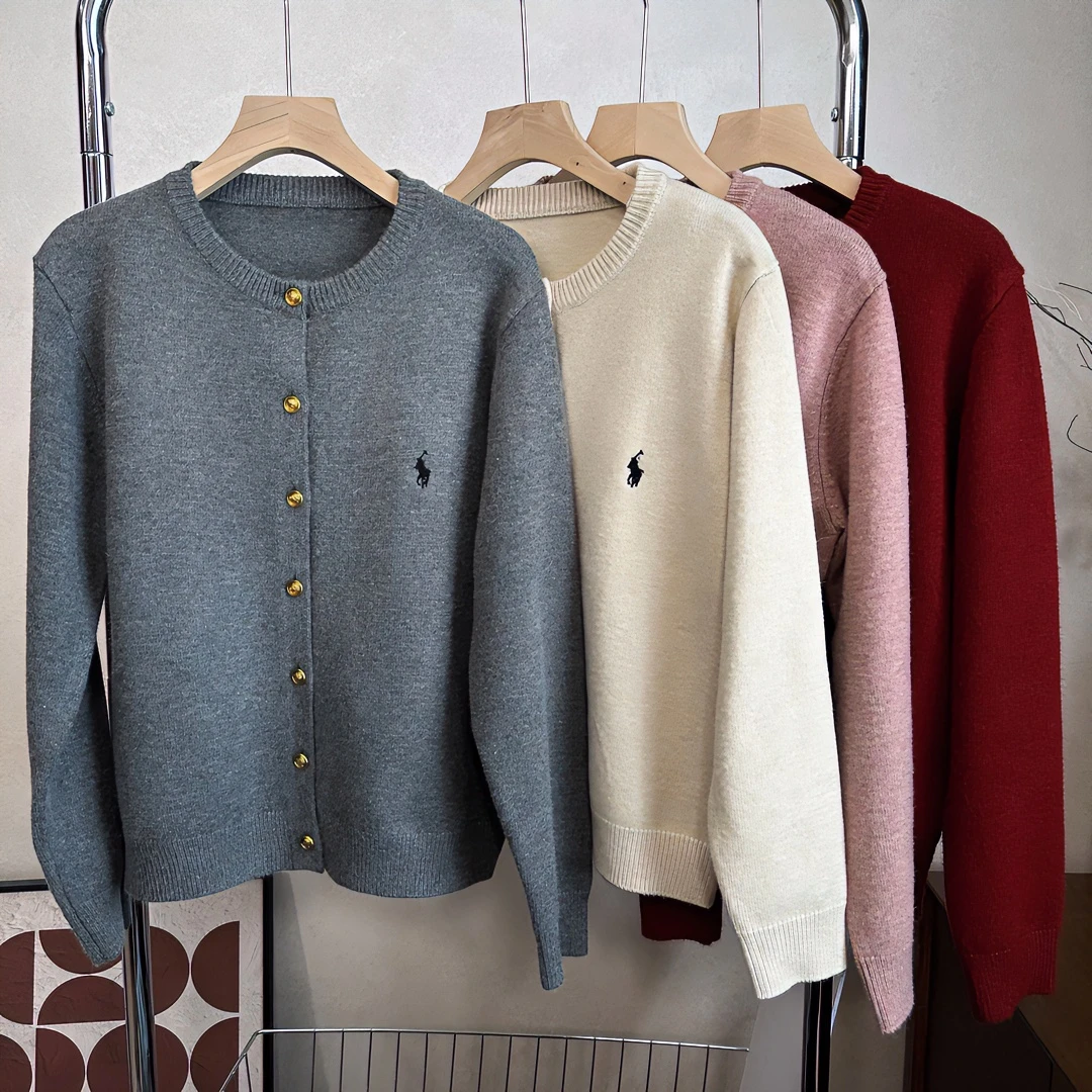 简约纯色刺绣针织开衫外套2024新款秋季气质韩系高级外搭软糯毛衣