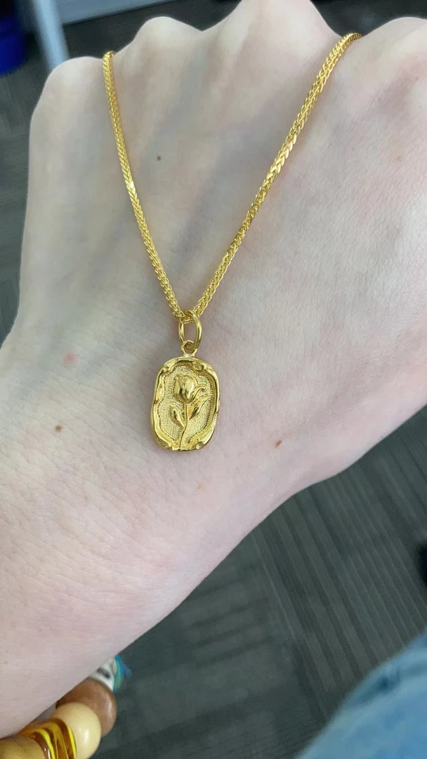 足金999 郁金香牌吊坠(圆扣)(不含链)