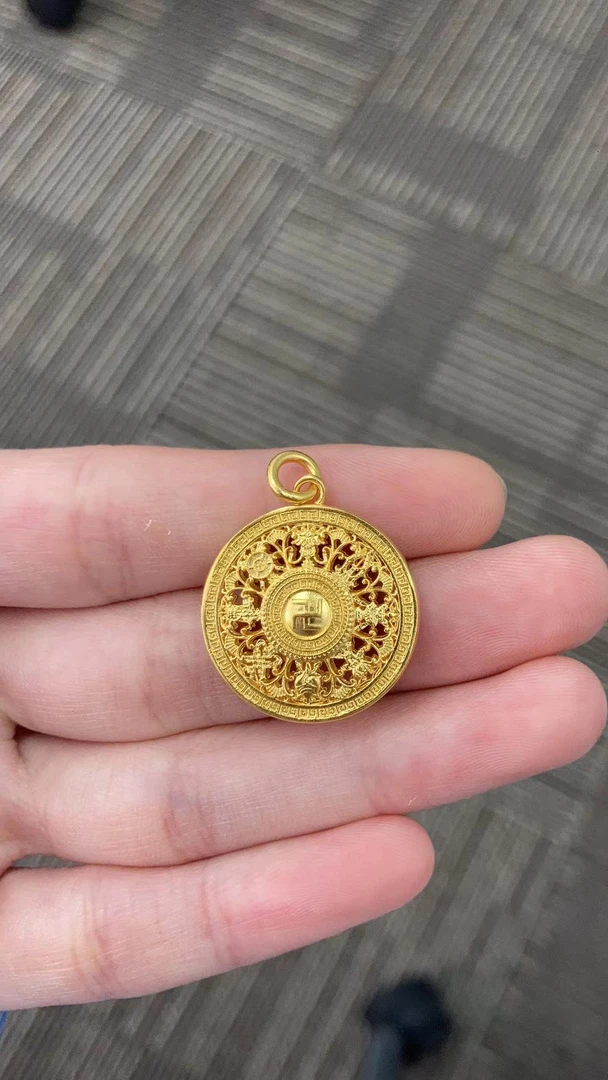 足金999 八宝罗盘吊坠 圆扣(不含链）