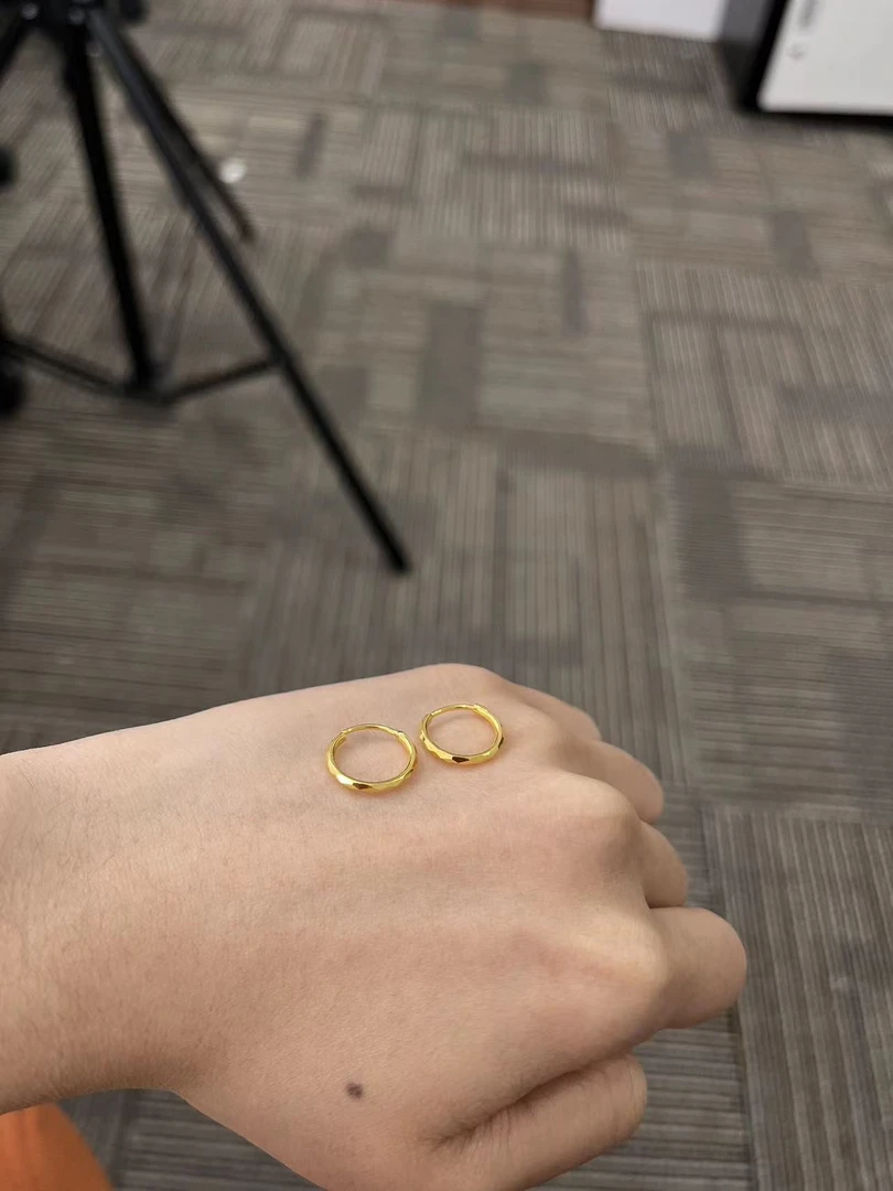 足金999 菱格耳圈