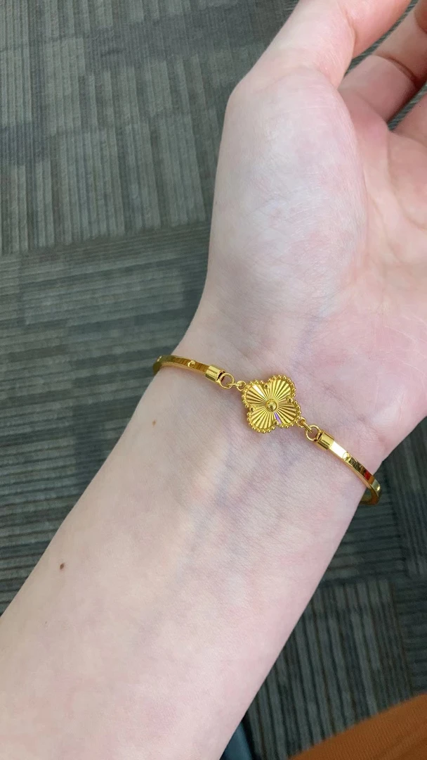 足金999 珠边四草链镯（卡家）