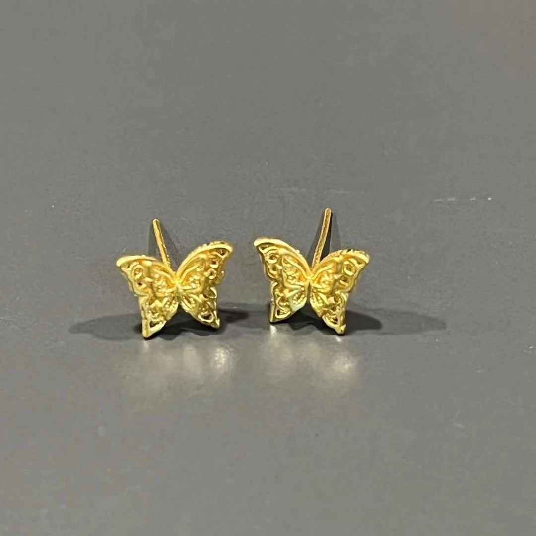 【莱莉主推】A播 足金999 双层小蝴蝶耳钉