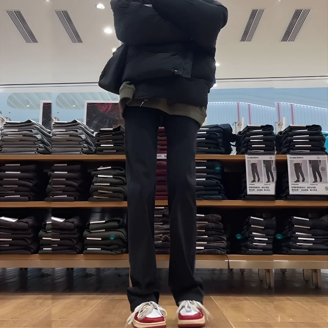 直筒裤牛仔裤女窄版阔腿裤高腰裤子烟管大码女装胖妹妹加长宽松