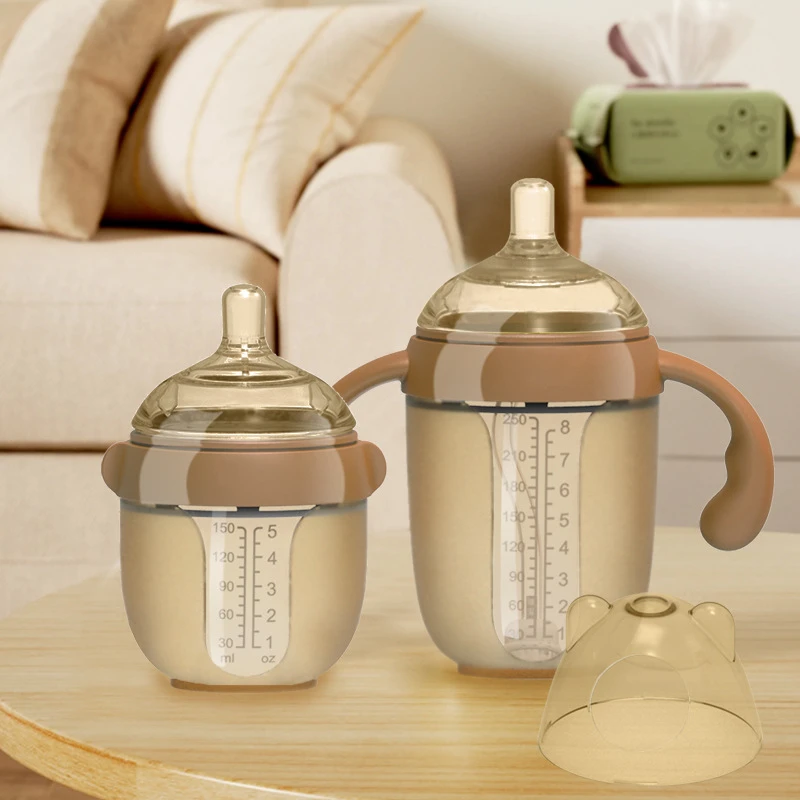 现货硅胶奶瓶新生婴儿戒断奶神器仿母乳超软防摔奶瓶标准口硅胶瓶