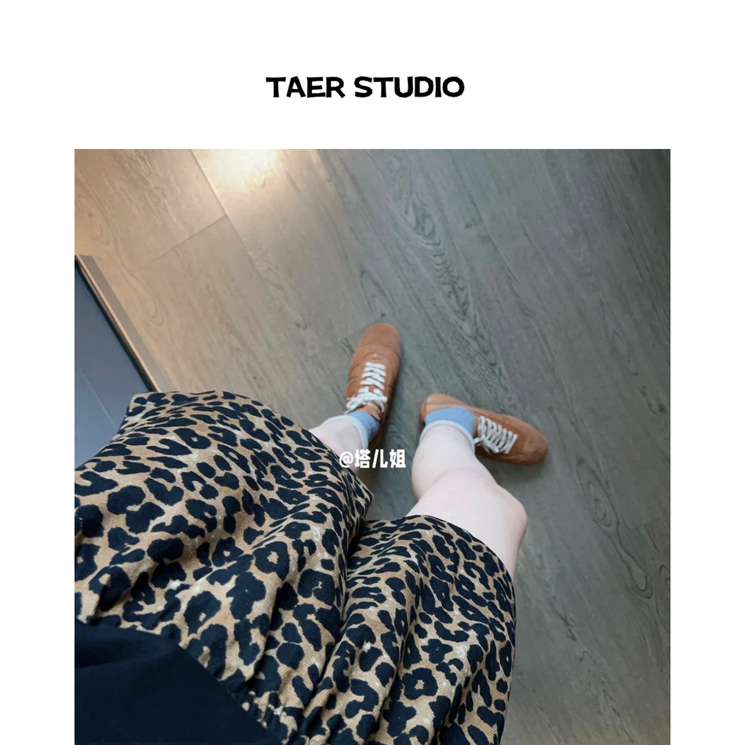 TpqT/温喆“豹纹短裤”夏季全包边有纹路leopard print款外穿休闲裤