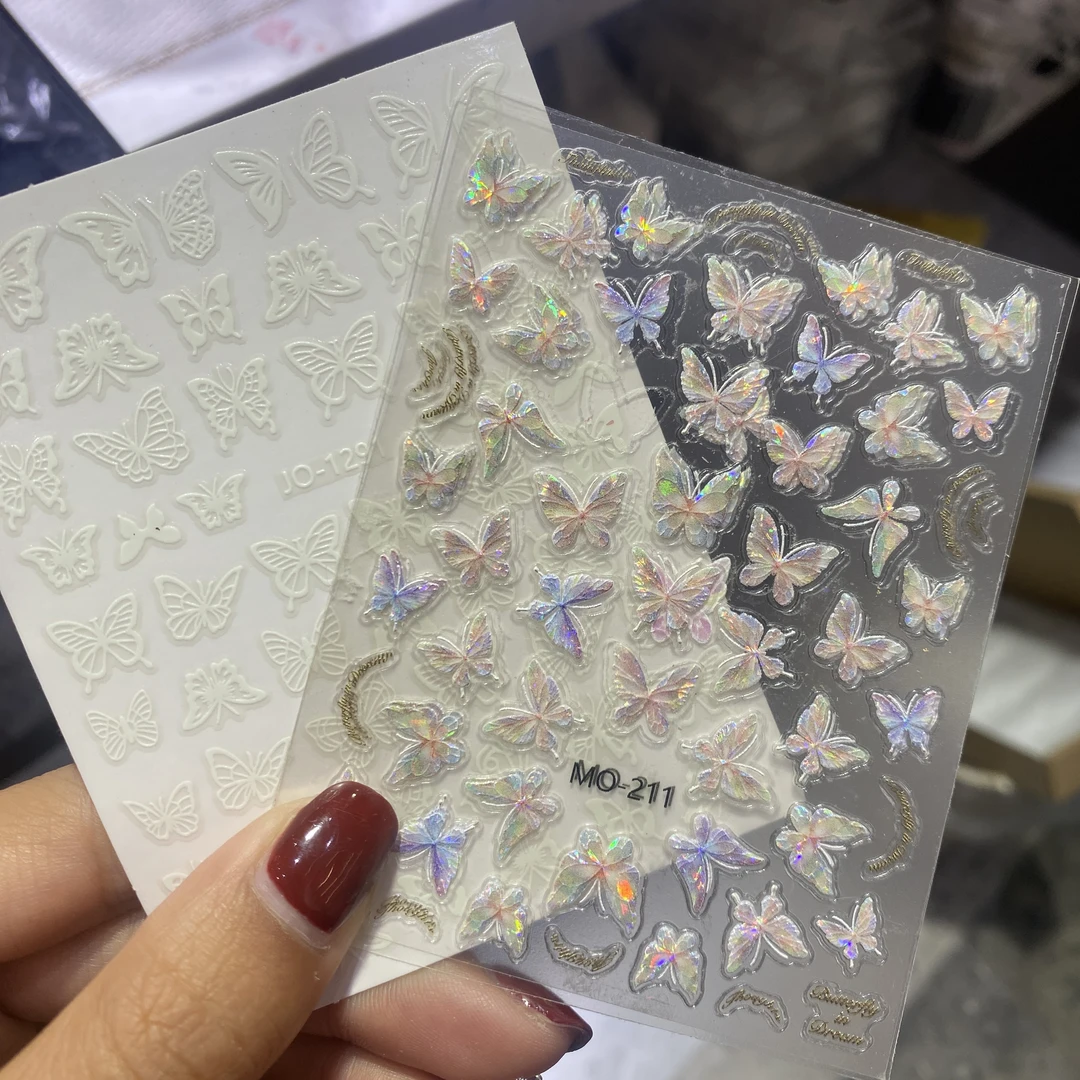 希妹美甲白彩蝴蝶贴纸组合4张