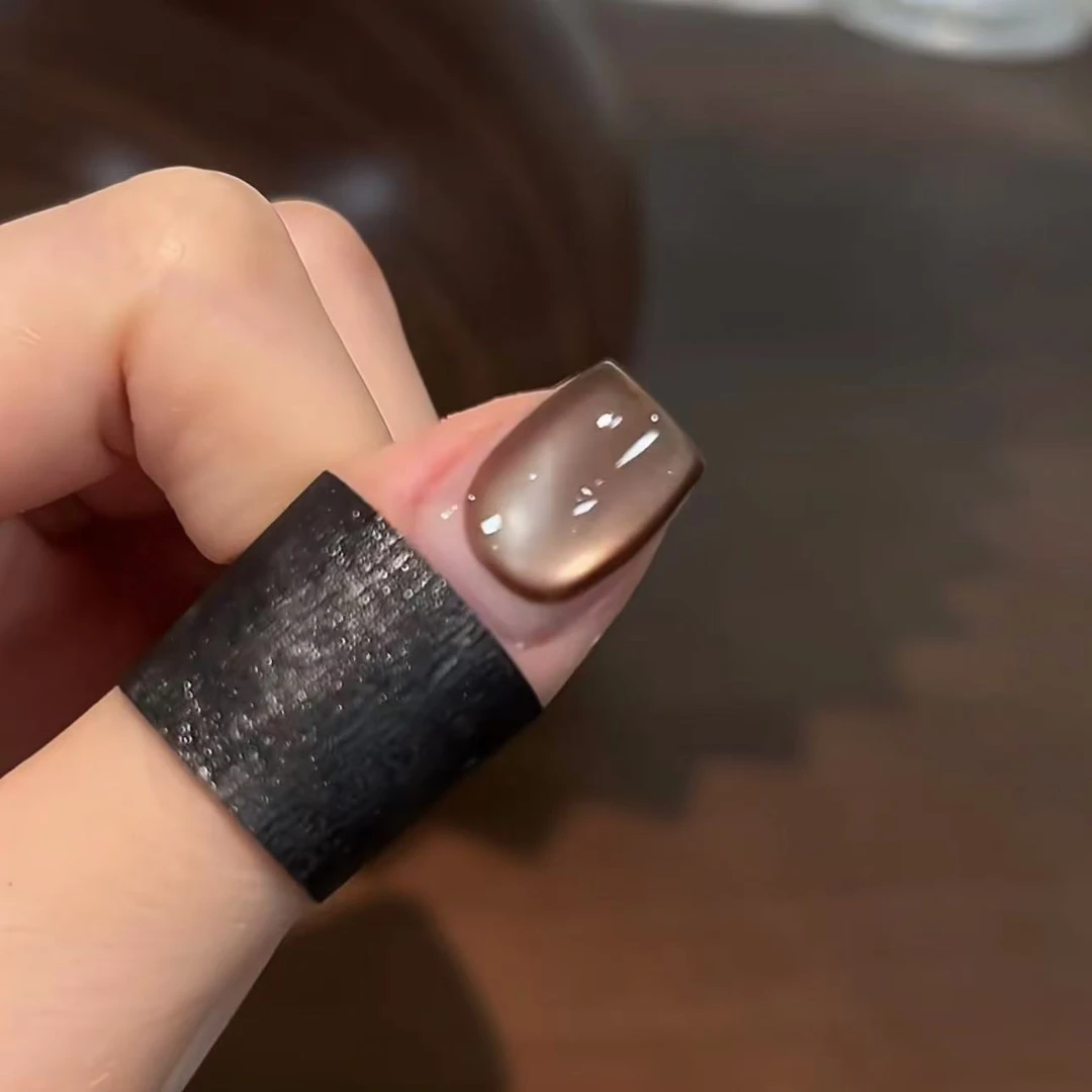 希妹美甲古丝绸黑糖巧克力猫眼胶