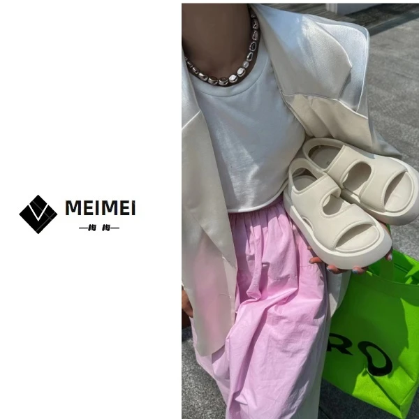 XMM《厚底凉鞋》夏季时尚休闲洋气百搭透气软底纯色厚底凉鞋JL723-1