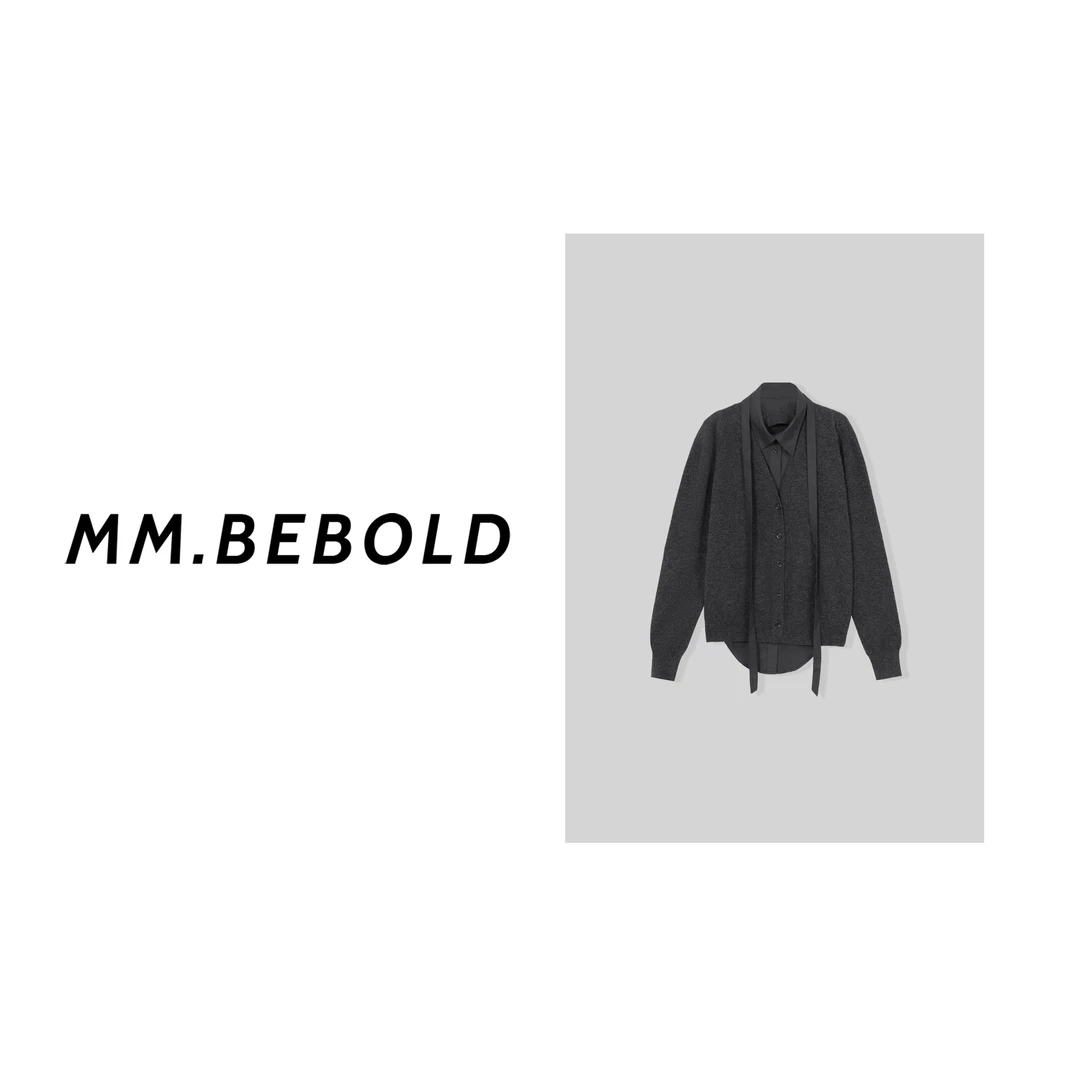 【蓓蓓精选】衬衫拼接针织上衣LJL8888