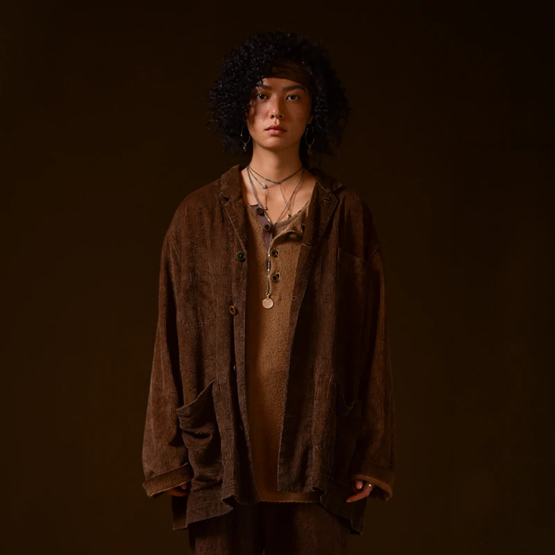 22SS8016左岸迷香原创设计植物染外套 灯芯绒上衣