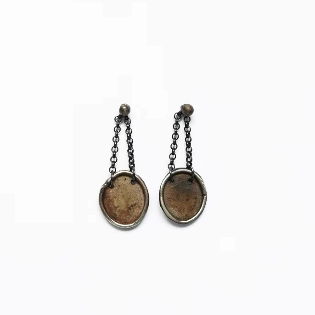 24SSJ018袖扣银饰品耳环百搭圆形精美轻奢经典设计感