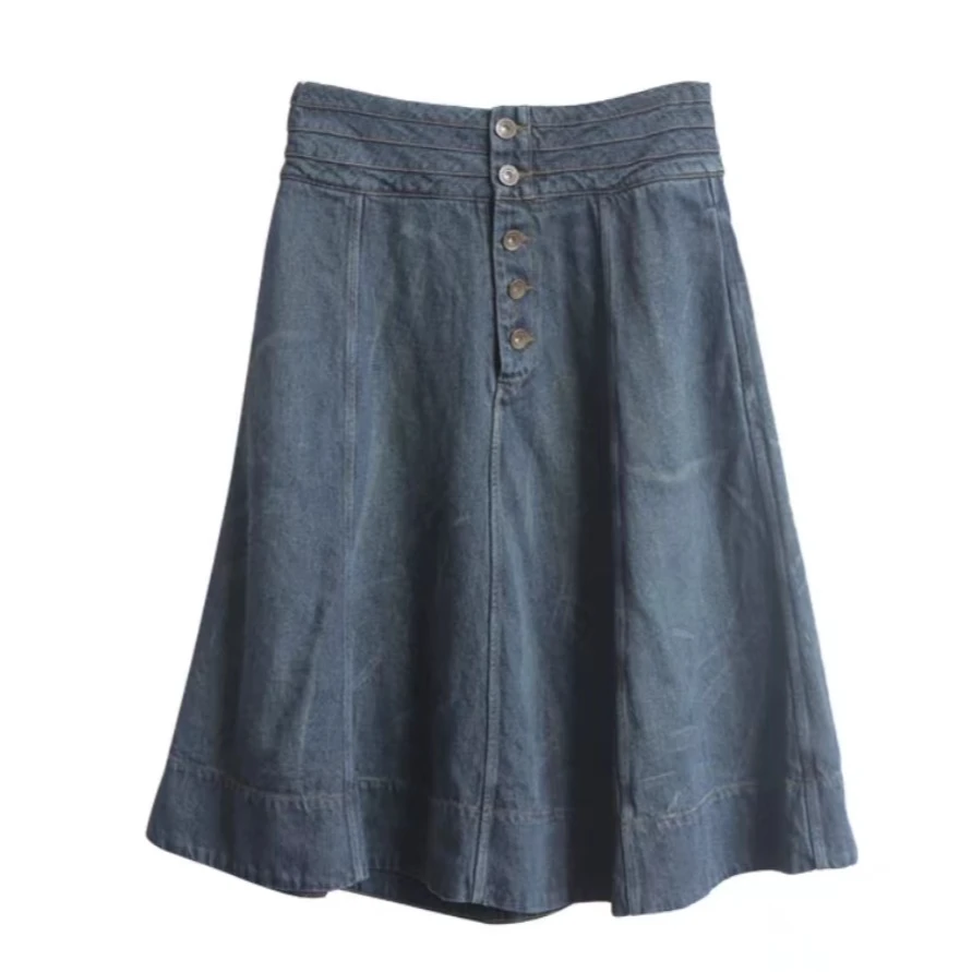 22SS2015显瘦半身裙牛仔蓝色百搭夏季复古时尚