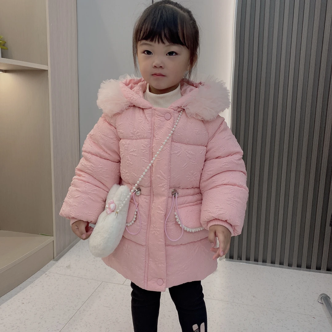 2023新款女童冬季加厚加绒棉服外套保暖小香风棉服洋气
