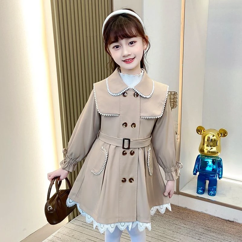 女童风衣外套2025新款时髦洋气儿童大衣韩版女孩春秋款英伦风上衣
