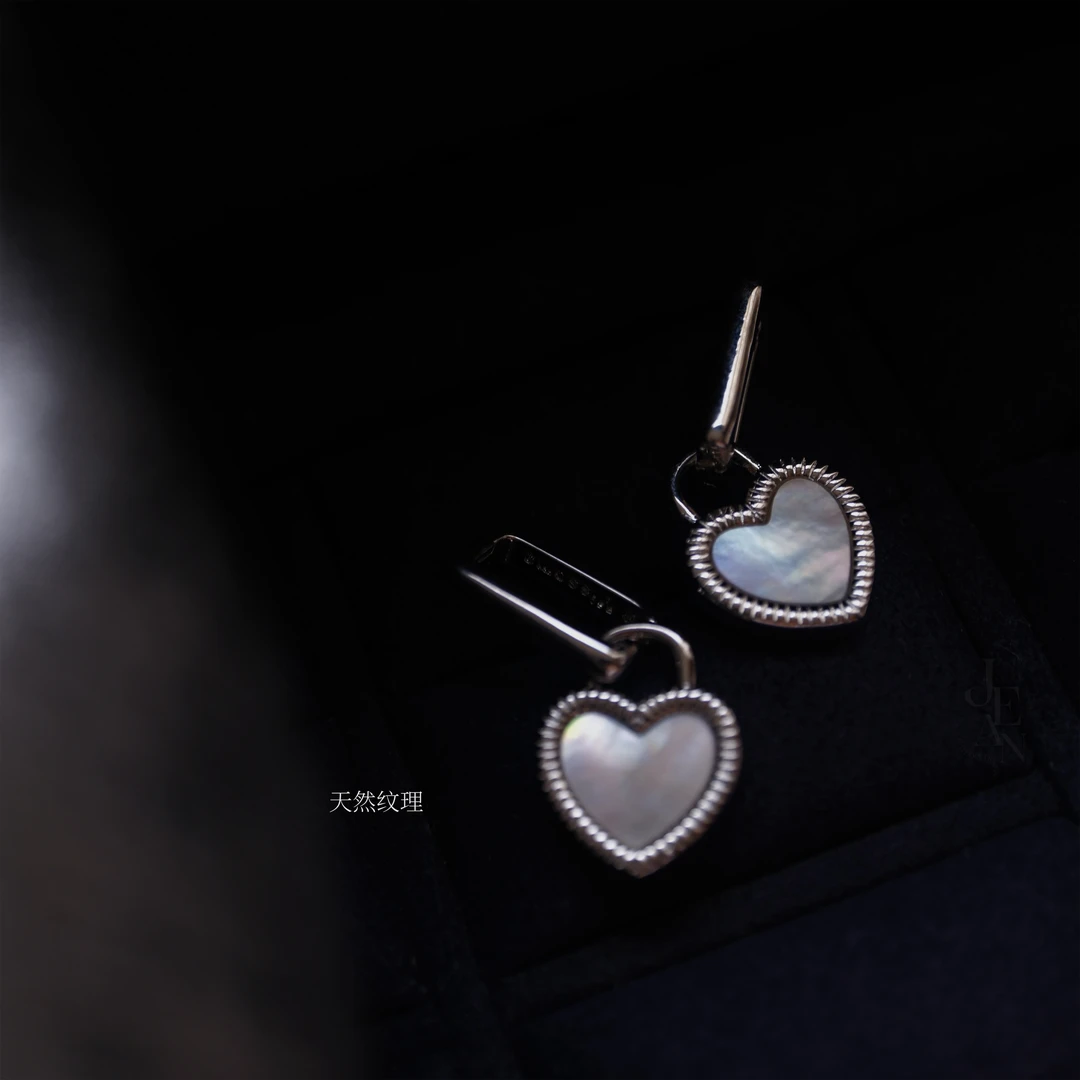 铜合金耳饰 0202【怦然心动】时髦质感法式爱心贝贝双面可戴百搭