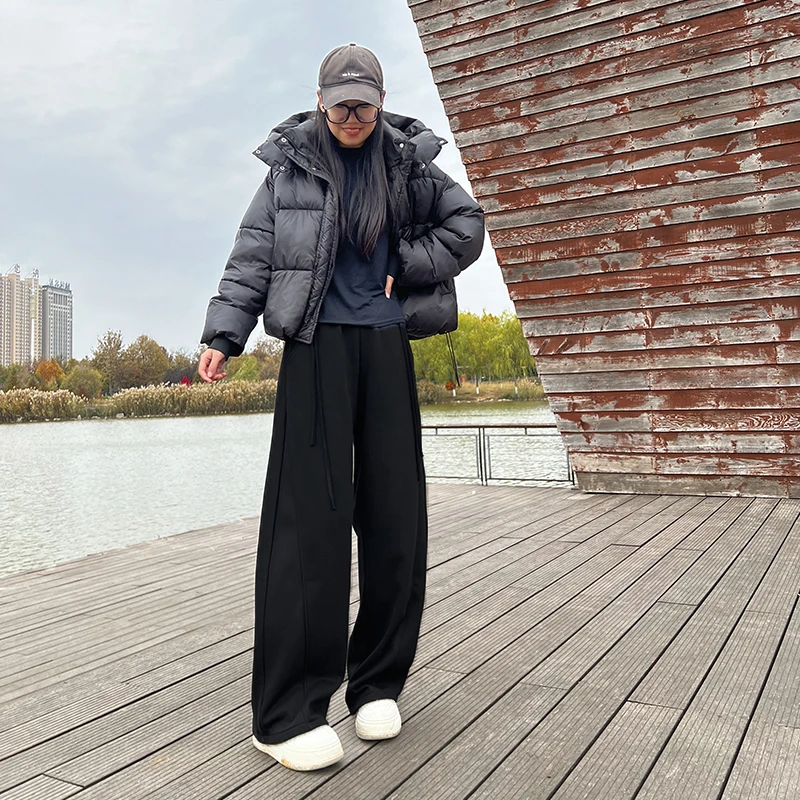 【800g加绒加厚】高腰阔腿香蕉裤显瘦秋冬宽松直筒大码裤加绒垂感