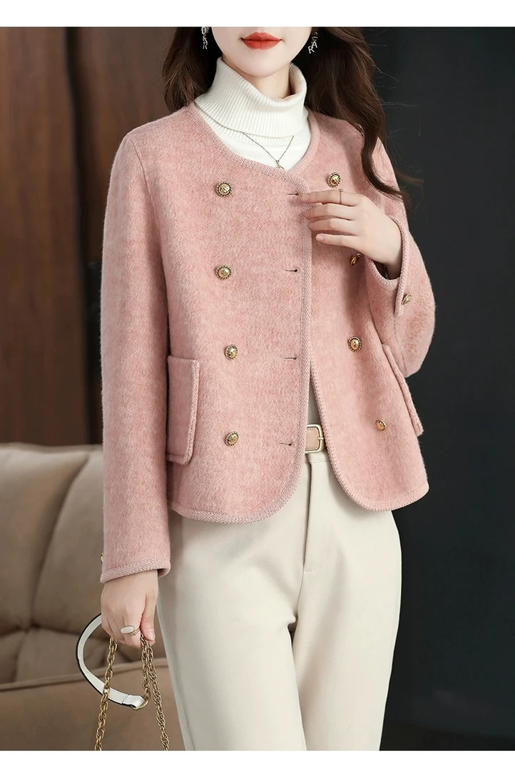 336小香风小个子时尚气质百搭毛呢名媛韩版秋冬短款洋气大衣外套