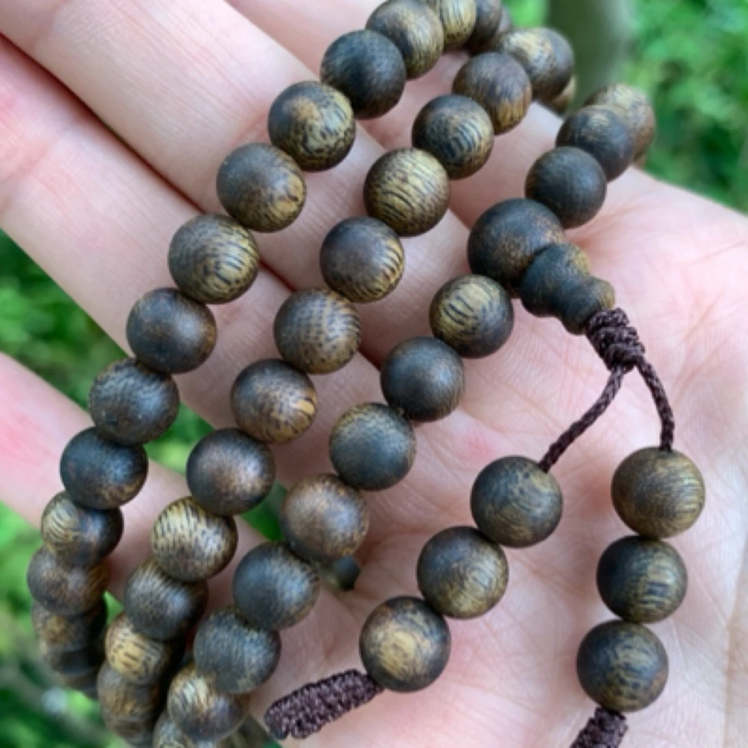 【95分沉】海南绿奇楠沉香.08规格手串多圈圆珠文玩佛珠手链