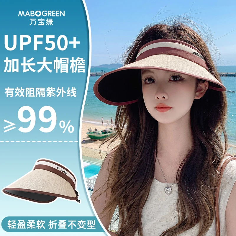 防晒帽子遮脸防紫外线海边女款空顶遮阳帽夏骑车高档大帽檐太阳帽