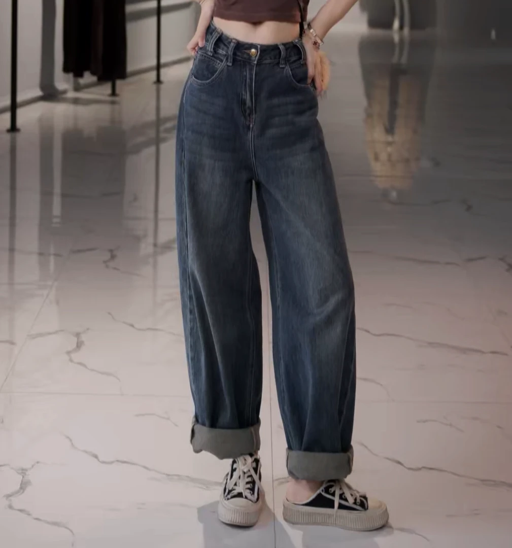 【思语】“牛仔牛仔” CC23830 百搭休闲 复古宽松牛仔裤