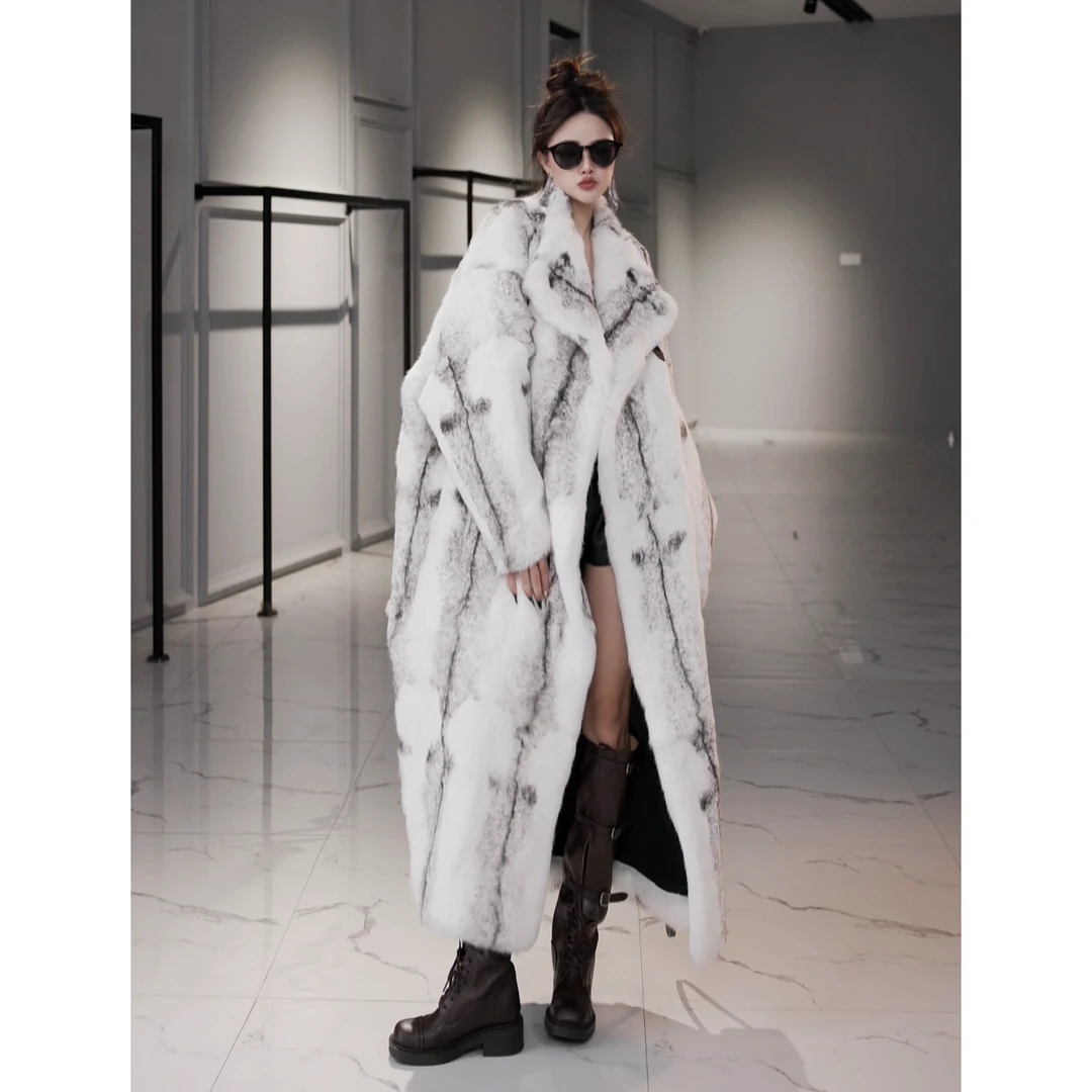 【思语】“银十字” CC880710 进口兔毛皮草长款外套