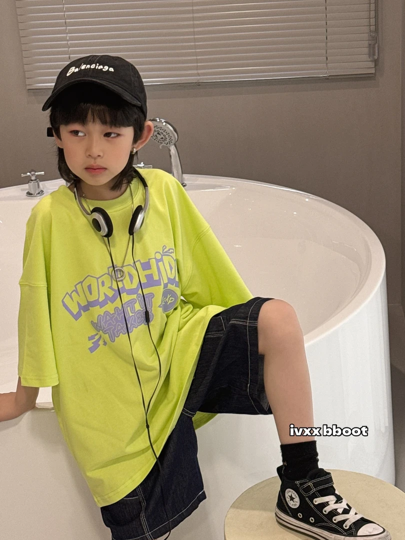 夏季宽松休闲洋气韩版时尚中大童T恤印花童装女童上衣夏装儿童