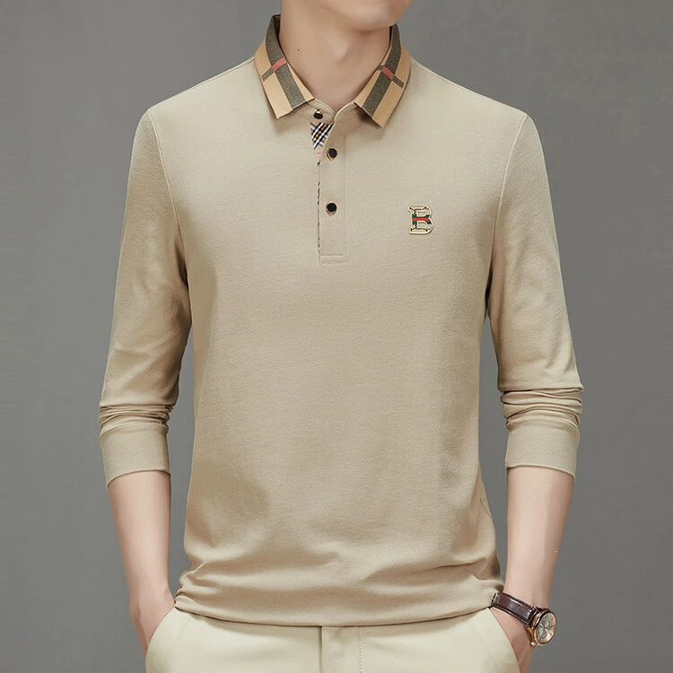 【专柜正品】2024秋季新款时尚百搭男士棉POLO衫长袖休闲打底T恤衫