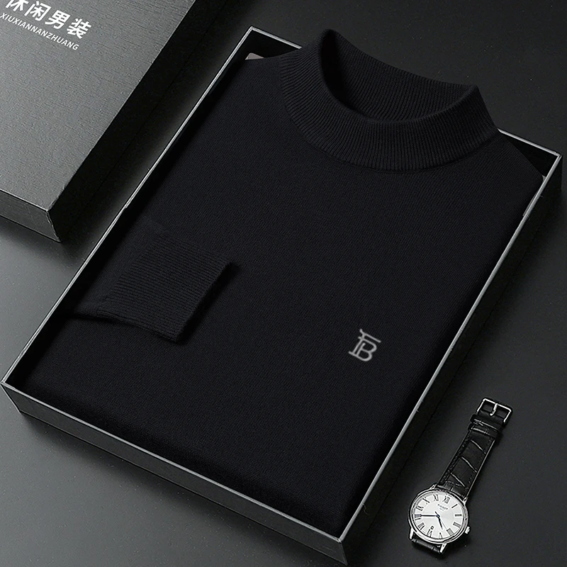 2025秋冬新款欧洲英伦长袖时尚毛衣商务休闲高档针织打底羊绒衫