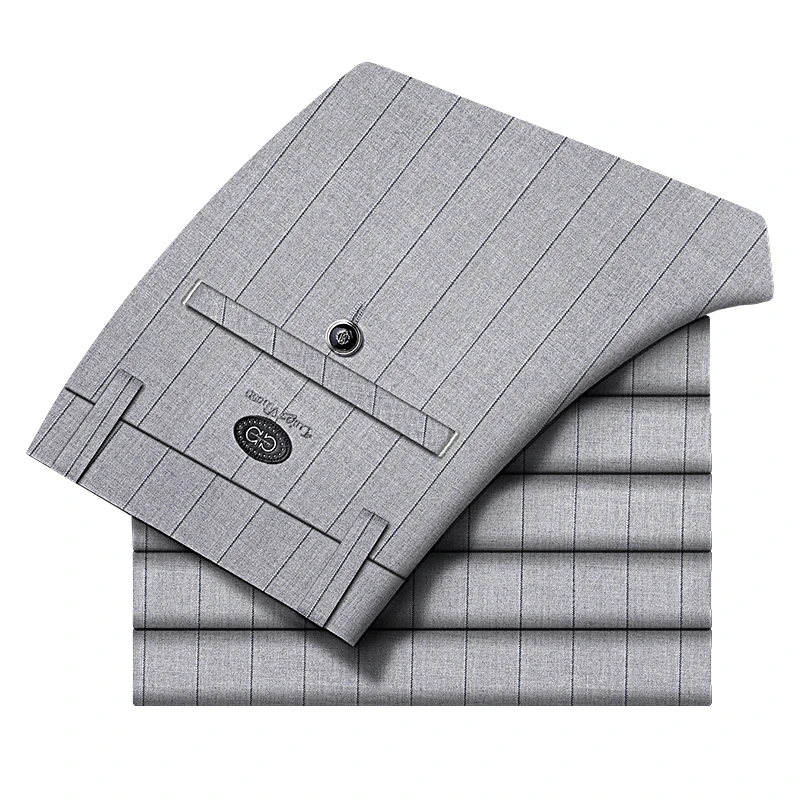 景君澜男士裤夏季款新款休闲裤男修身条纹裤子男薄款免烫商务西裤