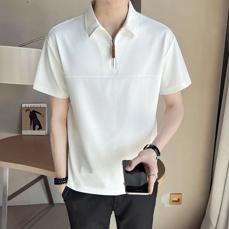 景君澜 短袖t恤男款夏季潮牌高级感纯色百搭Polo衫半袖衣服男体恤