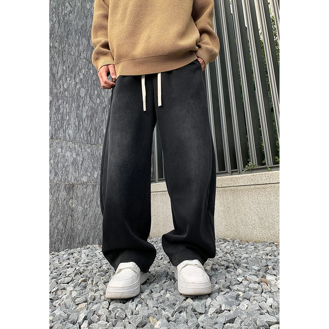 SANYUEBAN夏季薄款大码休闲裤男潮运动垂感宽松潮流百搭弯刀裤子