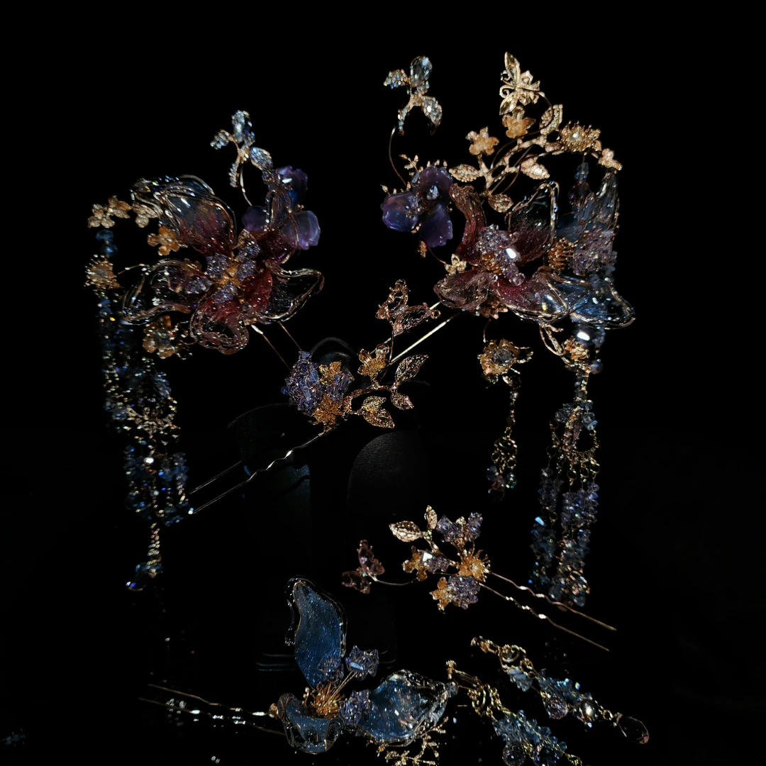 手作系列绝绝子新娘结婚饰品秀禾金色复古头饰婚礼跟妆发饰女大气