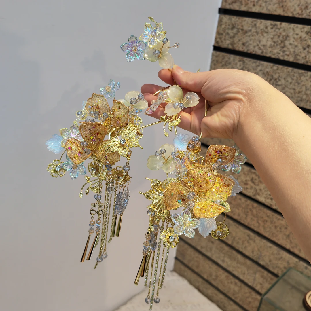 欧姿新娘饰品新款气质绝绝子金色系减龄发饰秀禾头饰跟妆配饰女62